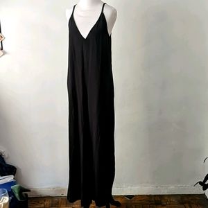 Silky black backless jumpsuit